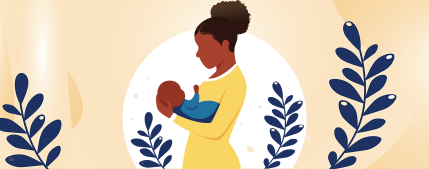 cartoon black woman holding a baby