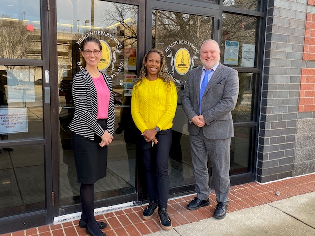 HRSA Regional Administrator Leah Suter and Deputy Regional Administrator Rob McKenna with Baltimore City Health Commissioner, Dr. Letitia Dziras.