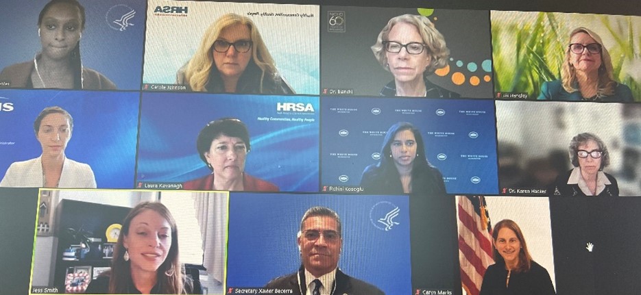 Representatives from HRSA, HHS, and the White House on a virtual conference call