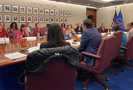 Group discussion in a conference room featuring HRSA Deputy Administrator Jordan Grossman