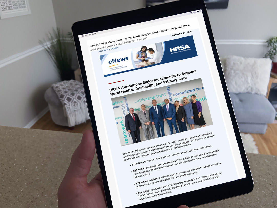 screenshot of hrsa september enews