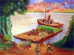 river barge arrives at Indian Plantation
