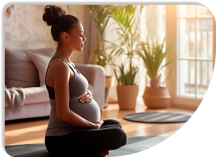 pregnant woman on a yoga mat
