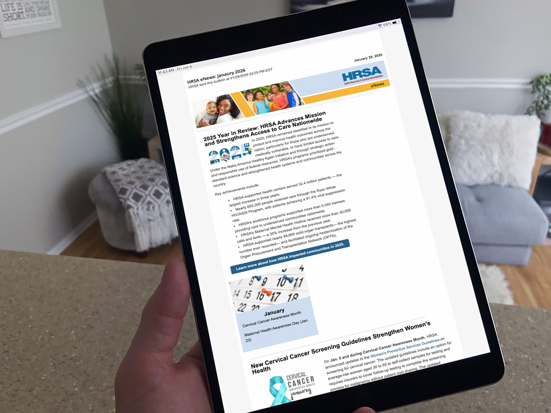January 2026 enews on a tablet