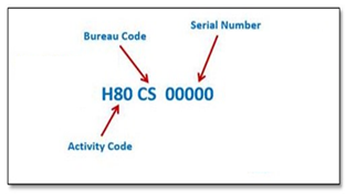 Example: Activity Code: H80, Bureau Code: CS, Serial Number:0000